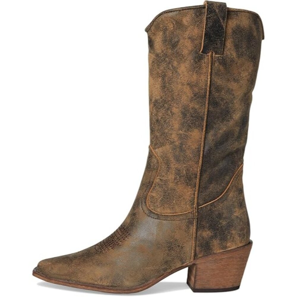 Steve Madden Albany Brown Distressed Boots - Picture 4 of 5